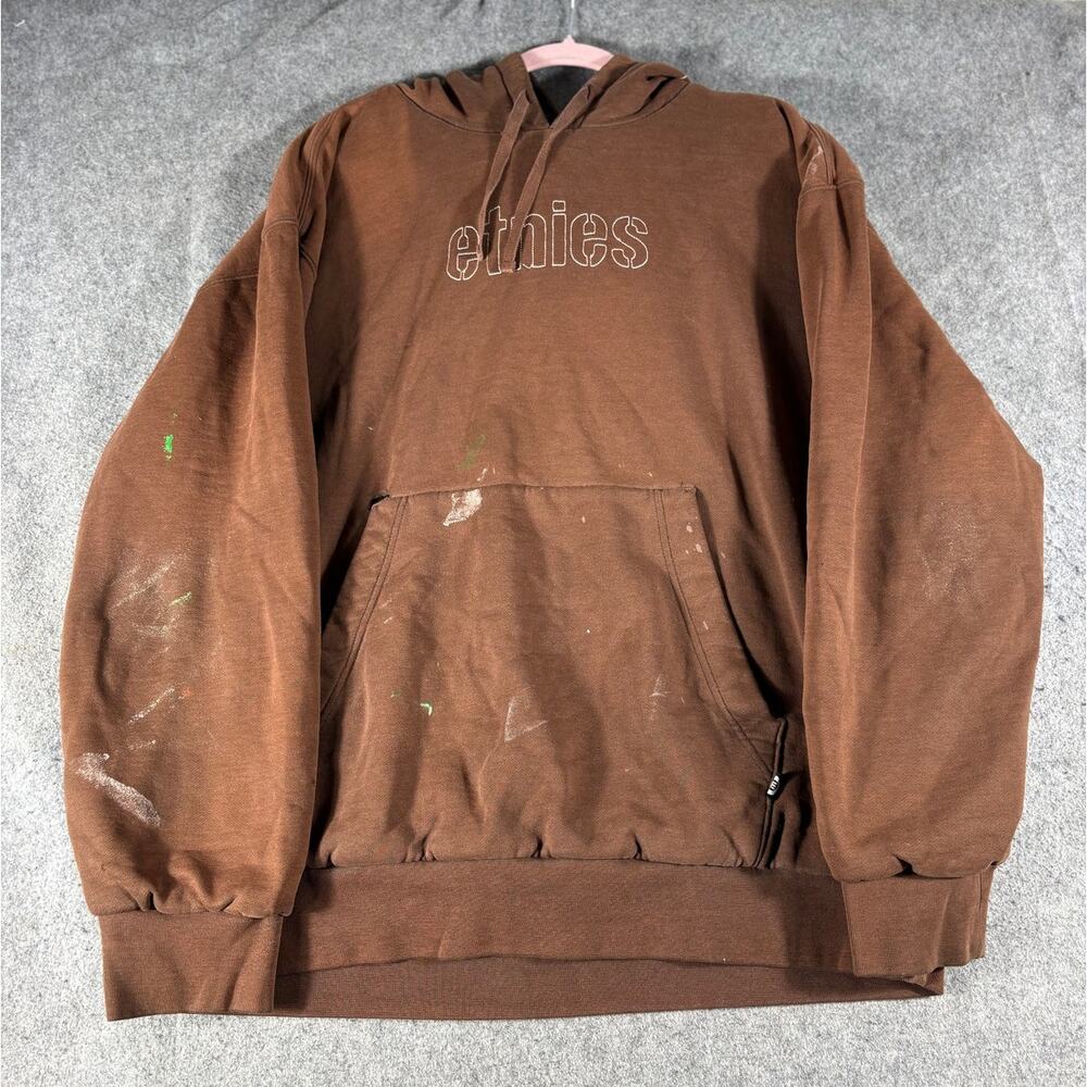 Etnies Nicholas Hoodie Mens XL Brown Skateboarding Streetwear Waffle Lined